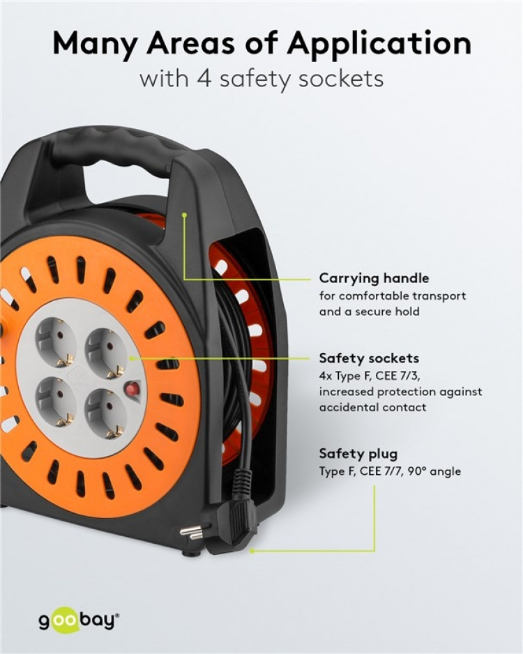 Goobay Kabeltrumma 25 m Praktiskt och lämpligt för inomhusbruk