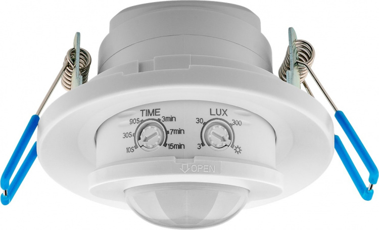 Goobay Infraröd rörelsedetektor för infälld montering i taket, 360°-detektion, 8 m räckvidd, för inomhusbruk (IP20), LED-anpassad