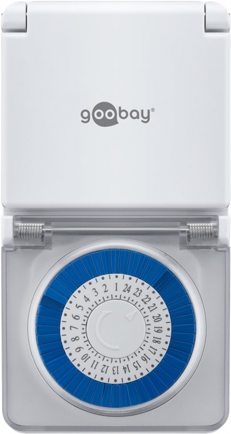 Goobay Analog timer IP44 Lättmanövrerad mekanisk timer för eluttaget Goobay Analog timer IP44 Lättmanövrerad mekanisk timer för eluttaget