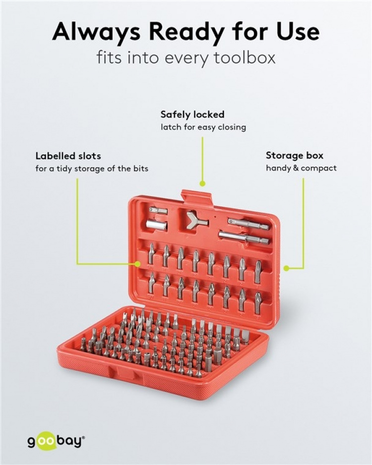 Fixpoint Bitssats, 100 delar bitsats för sladdlösa skruvmejslar och spärrnycklar Fixpoint Bitssats, 100 delar bitsats för sladdlösa skruvmejslar och spärrnycklar