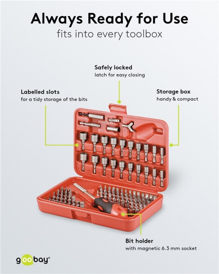 Fixpoint Bitssats, 113 delar bitsats för sladdlösa skruvmejslar och spärrnycklar Fixpoint Bitssats, 113 delar bitsats för sladdlösa skruvmejslar och spärrnycklar