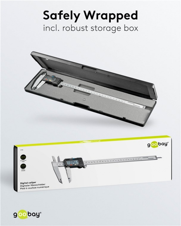Goobay Digitalt skjutmått 300 mm / 12 tum för mätningar från 0 mm - 300 mm