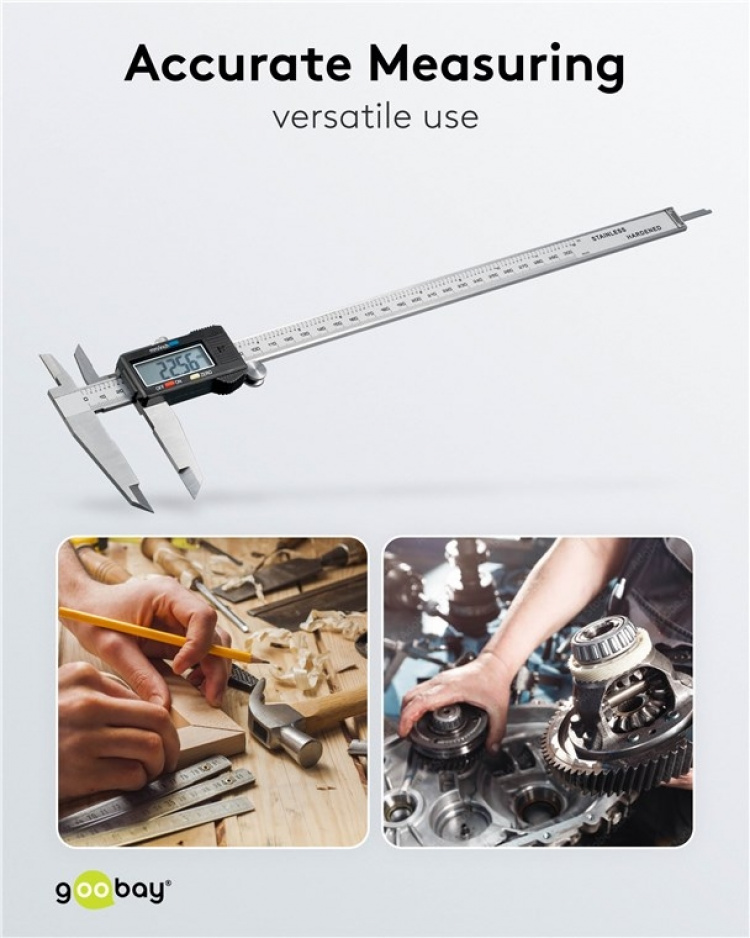 Goobay Digitalt skjutmått 300 mm / 12 tum för mätningar från 0 mm - 300 mm