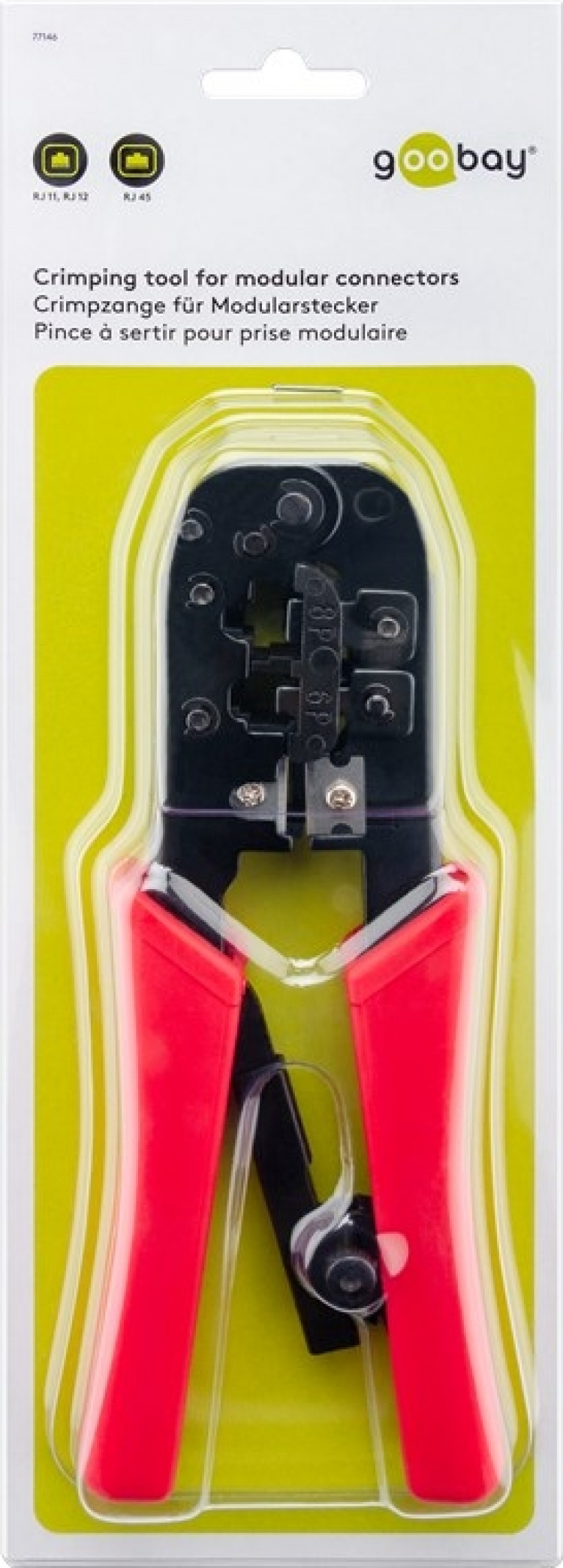 Goobay Crimptång för modularkontakter för anslutning av 6- och 8-poliga Western-kontakter av typ RJ11, RJ12 och RJ45