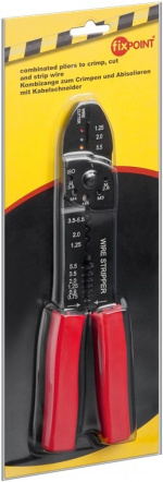 Fixpoint Crimptång för isolerade och oisolerade kabelskor multifunktionell tång för att krympa, klippa och avlägsna kablar samt för att förkorta skruvar Fixpoint Crimptång för isolerade och oisolerade kabelskor multifunktionell tång för att krympa, klippa och avlägsna kablar samt för att förkorta skruvar