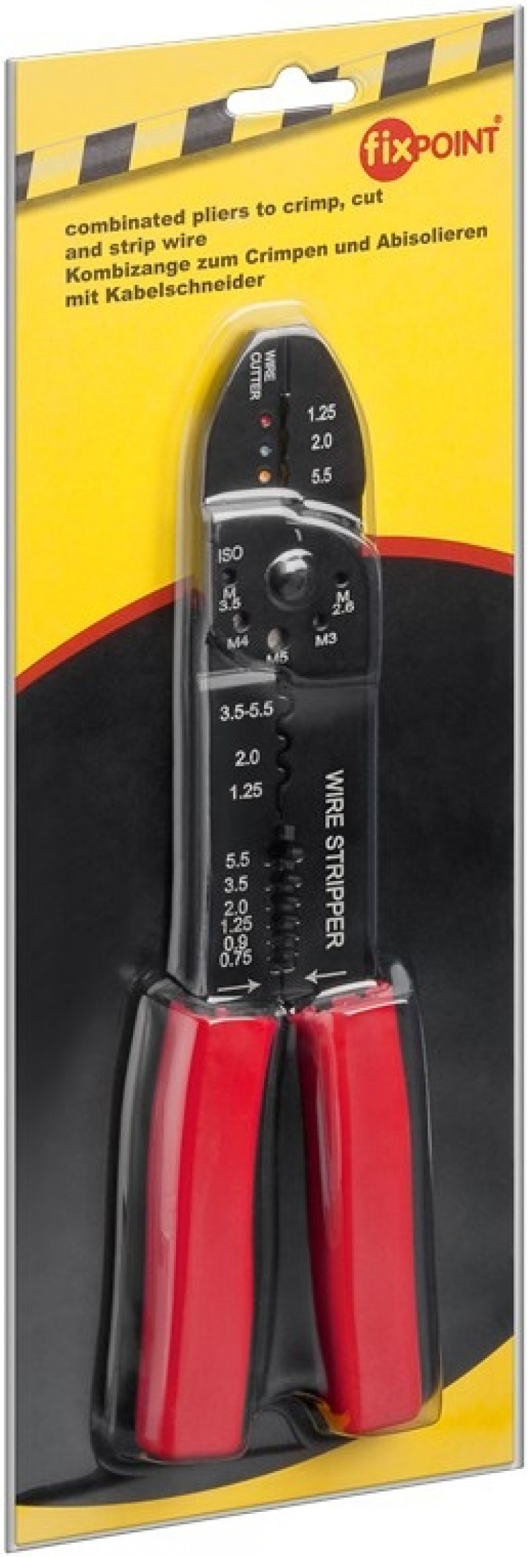 Fixpoint Crimptång för isolerade och oisolerade kabelskor multifunktionell tång för att krympa, klippa och avlägsna kablar samt för att förkorta skruvar Fixpoint Crimptång för isolerade och oisolerade kabelskor multifunktionell tång för att krympa, klippa och avlägsna kablar samt för att förkorta skruvar