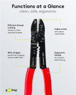 Fixpoint Crimptång för isolerade och oisolerade kabelskor multifunktionell tång för att krympa, klippa och avlägsna kablar samt för att förkorta skruvar Fixpoint Crimptång för isolerade och oisolerade kabelskor multifunktionell tång för att krympa, klippa och avlägsna kablar samt för att förkorta skruvar