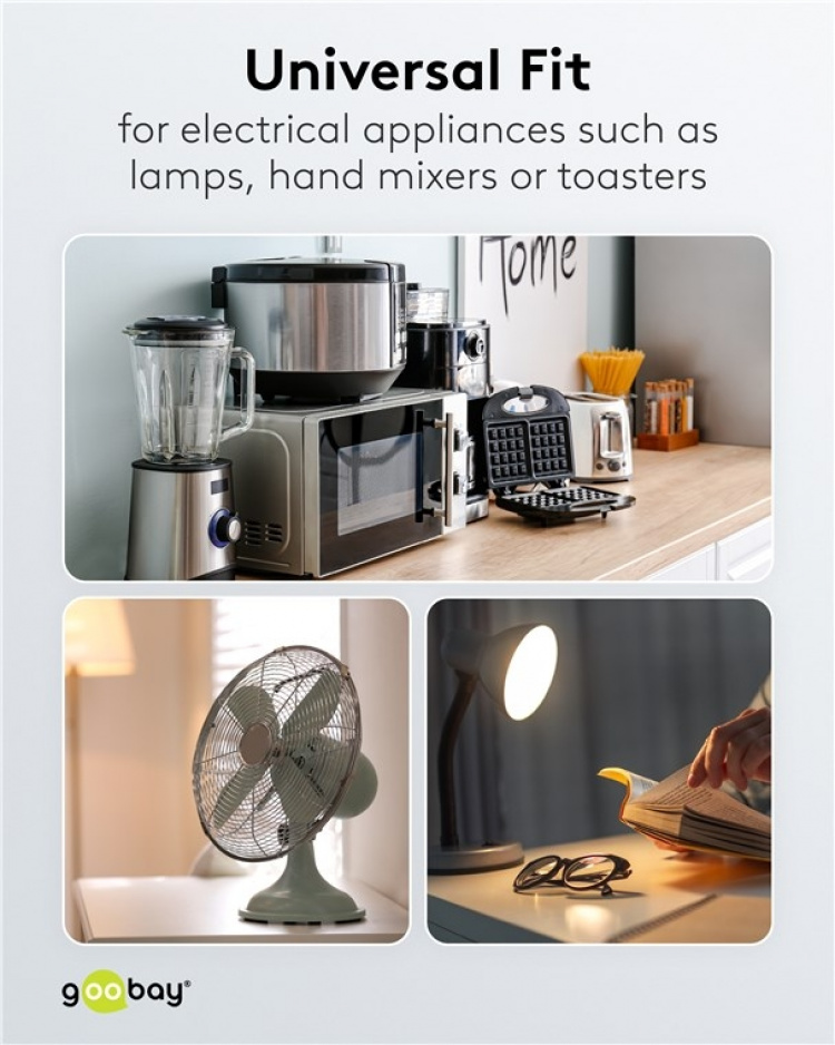 Goobay Skyddskontaktkabel vinklad för montering, 1,5 m, grå stickkontakt med skyddsjord (typ F, CEE 7/7) > lösa kabeländar Goobay Skyddskontaktkabel vinklad för montering, 1,5 m, grå stickkontakt med skyddsjord (typ F, CEE 7/7) > lösa kabeländar