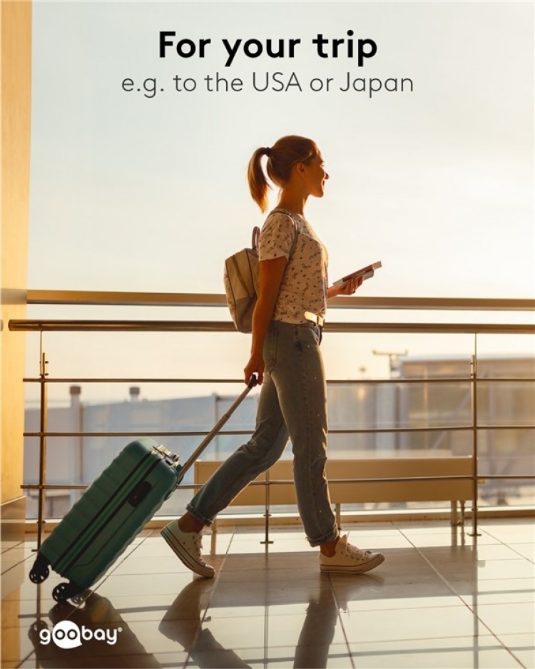 Goobay Nätadapter US, svart uttag med skyddsjord (typ F, CEE 7/3) > Amerikansk/japansk kontakt (typ B, NEMA 5-15, 3-polig)