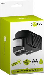 Goobay Infraröd rörelsedetektor för väggmontering, 180° detektering, 12 m räckvidd, för utomhusbruk (IP44), LED-anpassad Goobay Infraröd rörelsedetektor för väggmontering, 180° detektering, 12 m räckvidd, för utomhusbruk (IP44), LED-anpassad