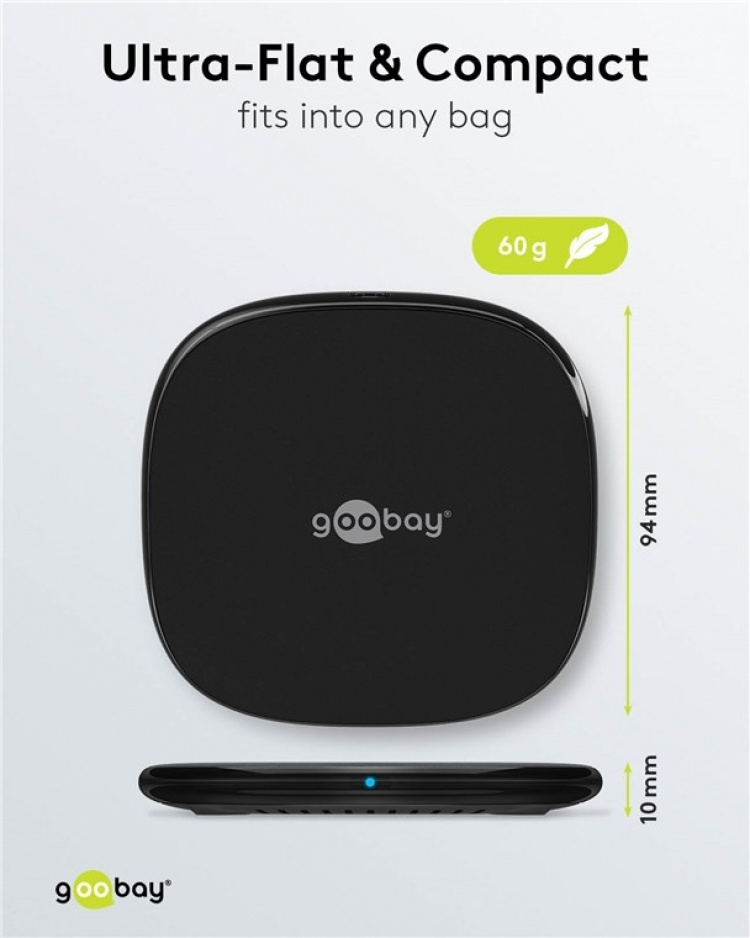 Goobay Trådlös snabbladdare 15 W Lämplig för smartphones och enheter med Qi-standard