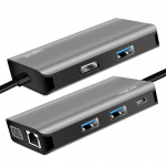 LogiLink USB-C-dockningsstation 7-i-1 HDMI/VGA/RJ45/USB-C 100W PD