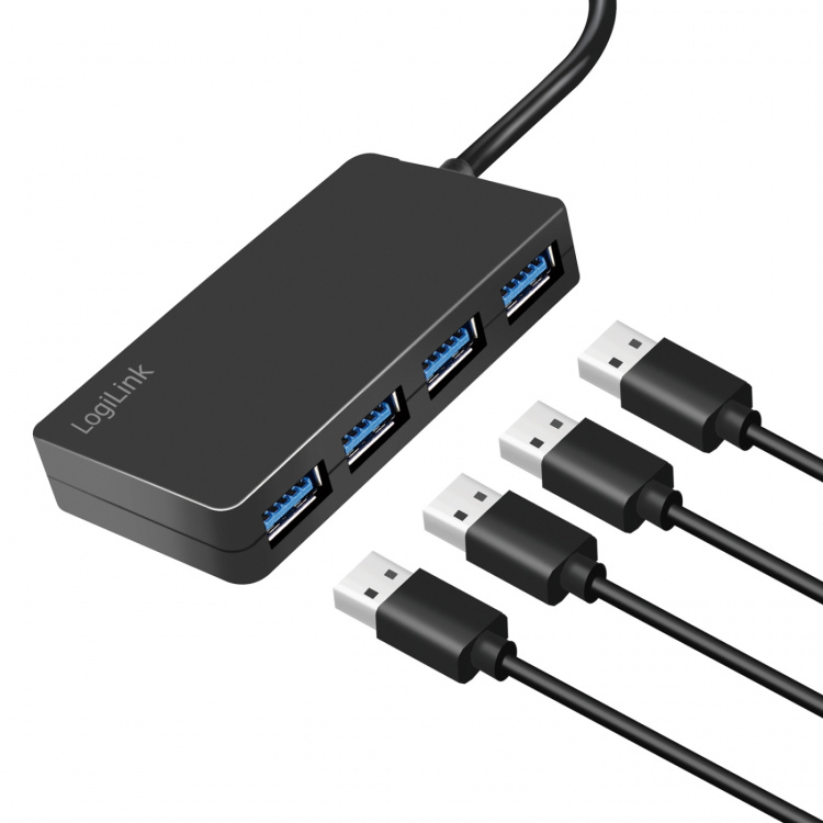 LogiLink USB 3.0-hub (3.2 Gen1) 4 USB-A-portar LogiLink USB 3.0-hub (3.2 Gen1) 4 USB-A-portar