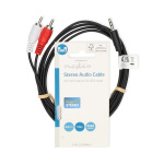 Nedis Stereoljudkabel | 3.5 mm Hane | 2x RCA Hane | Nickelplaterad | 1.50 m | Rund | Svart | Label