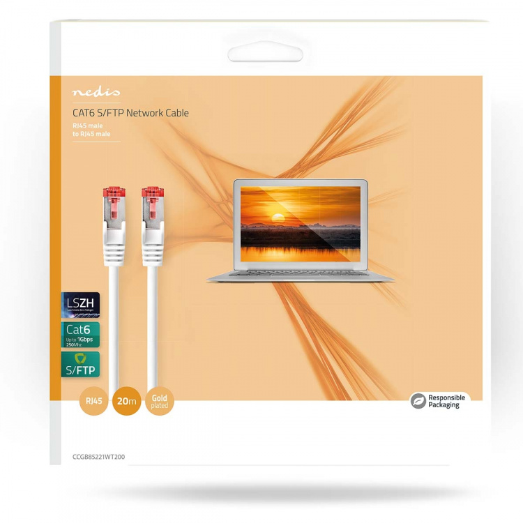 Nedis CAT6 Nätverkskabel | RJ45 hane | RJ45 hane | S/FTP | 20.0 m | Inomhus | Rund | LSZH | Vit | Låda