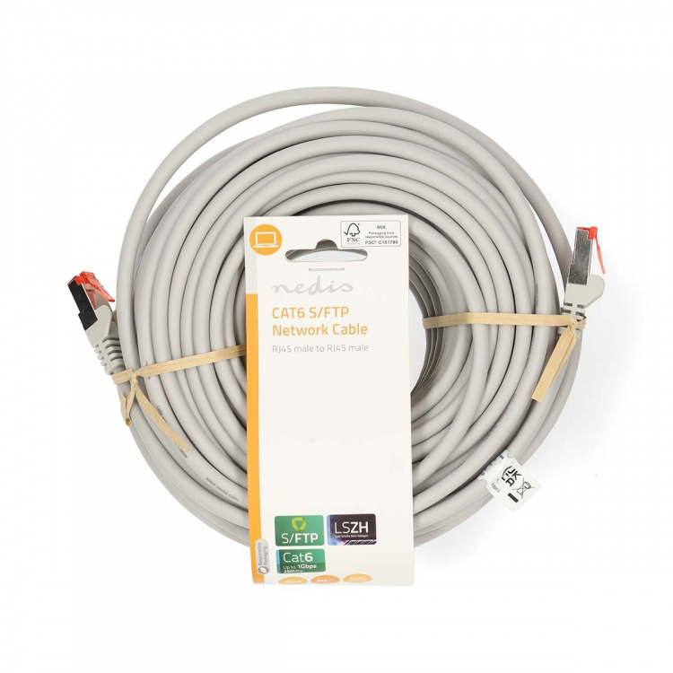 Nedis CAT6 Nätverkskabel | RJ45 hane | RJ45 hane | S/FTP | 30.0 m | Rund | LSZH | Grå | Label