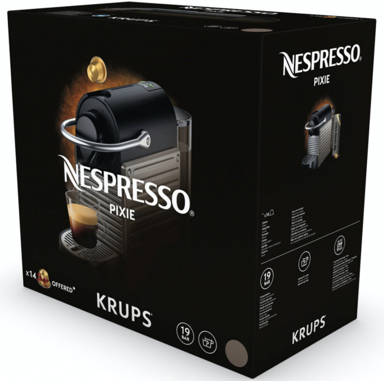 Krups Nespresso Pixie Kapselmaskin, Svart
