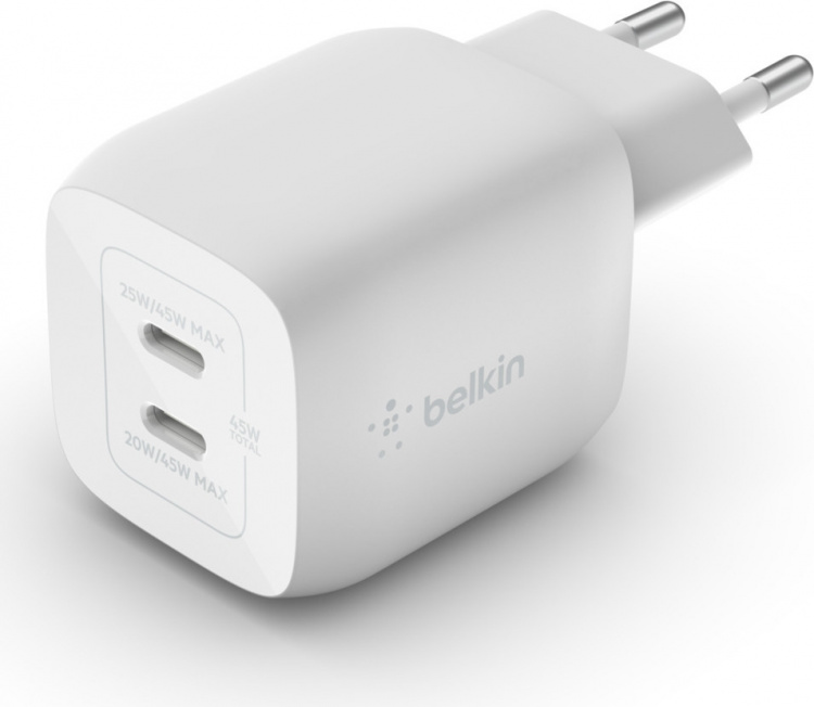 Belkin BoostCharge Pro Dual Port USB-C GaN 45W PD 3.0 laddare
