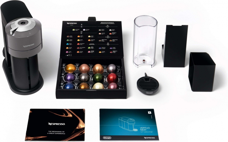 Nespresso Vertuo Next Aeroccino Bundle Pack Kapselmaskin, Grå