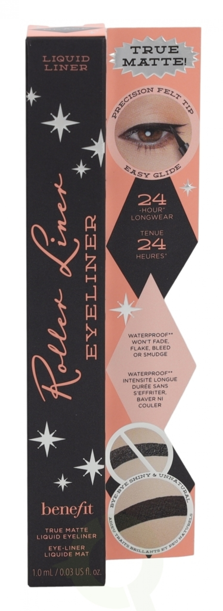 Benefit Roller Liner True Matte Liquid Eyeliner 1 ml Black, 24-Hour Waterproof, Natural-Matte Finish