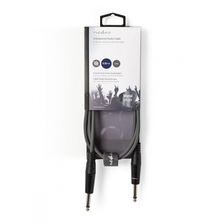 Nedis Monoljudkabel | 6.35 mm Hane | 6.35 mm Hane | Nickelplaterad | 1.50 m | Rund | PVC Nedis Monoljudkabel | 6.35 mm Hane | 6.35 mm Hane | Nickelplaterad | 1.50 m | Rund | PVC