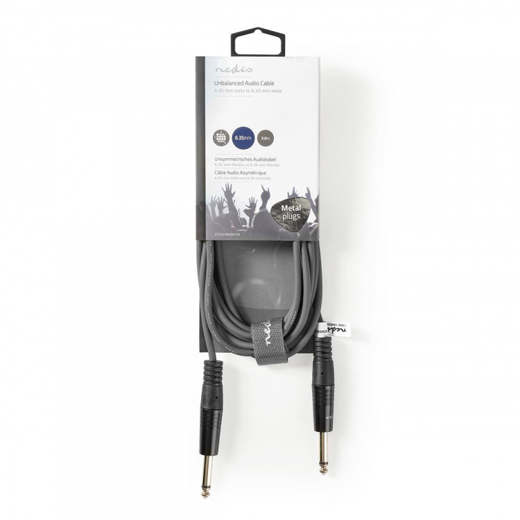 Nedis Monoljudkabel | 6.35 mm Hane | 6.35 mm Hane | Nickelplaterad | 3.00 m | Rund | PVC Nedis Monoljudkabel | 6.35 mm Hane | 6.35 mm Hane | Nickelplaterad | 3.00 m | Rund | PVC