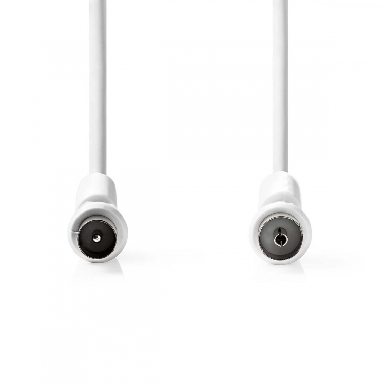 Nedis Koaxialkabel | IEC (Koax) Hane | IEC (Koax) Hona | Nickelplaterad | 120 dB | 75 Ohm | Fyra skydd | 1.50 m | Rund | PVC | Vit | Label