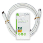 Nedis Koaxialkabel | IEC (Koax) Hane | IEC (Koax) Hona | Nickelplaterad | 120 dB | 75 Ohm | Fyra skydd | 1.50 m | Rund | PVC | Vit | Label