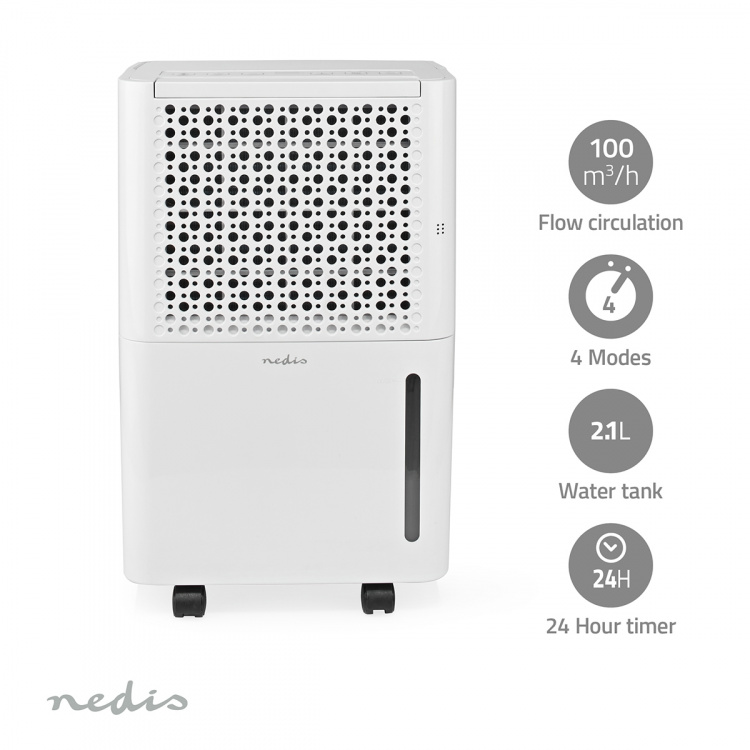 Nedis Avfuktare | 10 l/Dag | Avfuktning / Automatisk / Torr tvätt / Ventilation | Ja | 100 m³/h Nedis Avfuktare | 10 l/Dag | Avfuktning / Automatisk / Torr tvätt / Ventilation | Ja | 100 m³/h