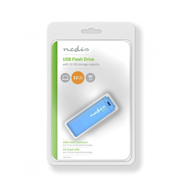 Nedis Flash Drive | 32 GB | USB Type-A | Läshastighet: 12 MB/s | Skrivhastighet: 3 MB/s