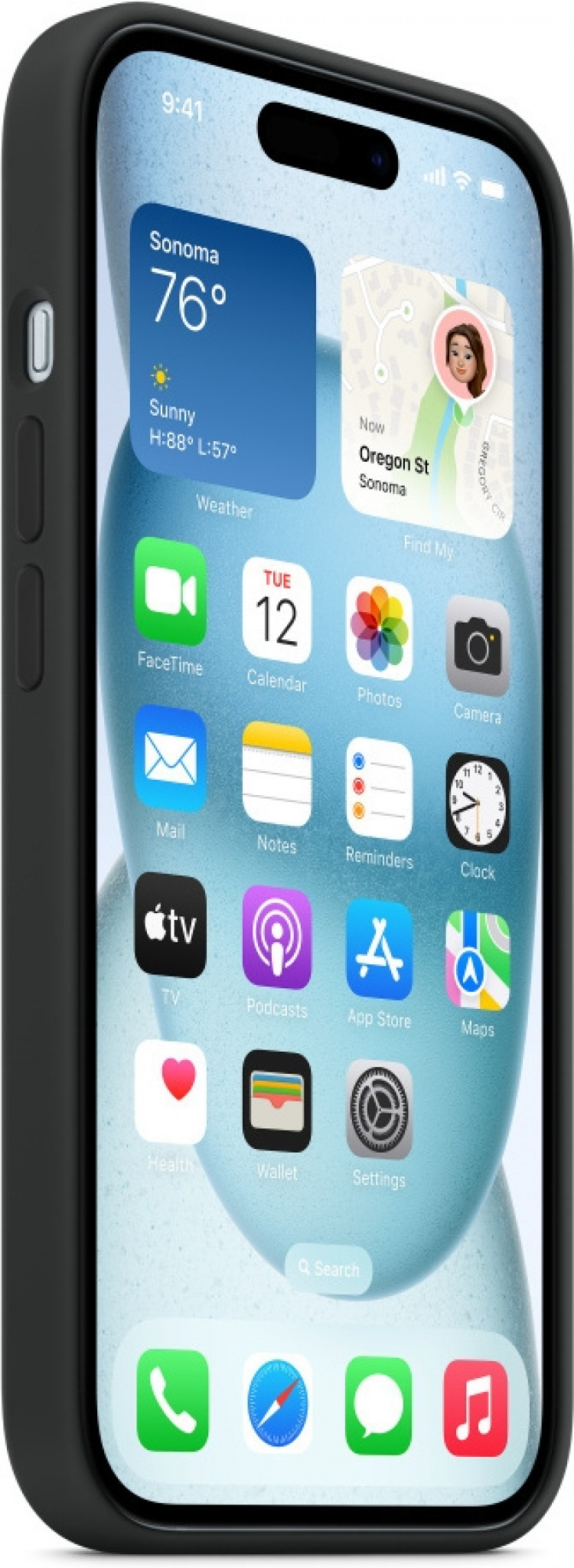 Apple iPhone 15 silikonfodral med MagSafe, svart Apple iPhone 15 silikonfodral med MagSafe, svart