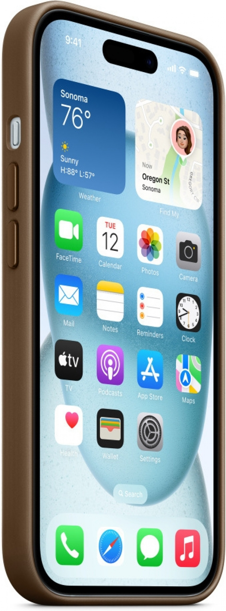 Apple iPhone 15 FineWoven fodral med MagSafe, skal, Brun