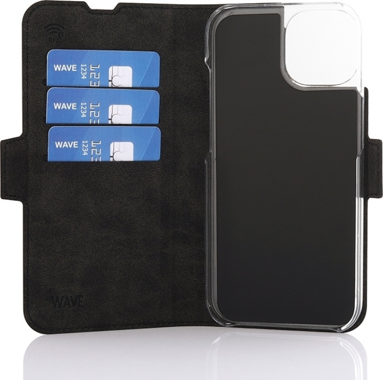Wave BookCase - skyddsfodral, MagSafe-kompatibelt, iPhone 15, svart.