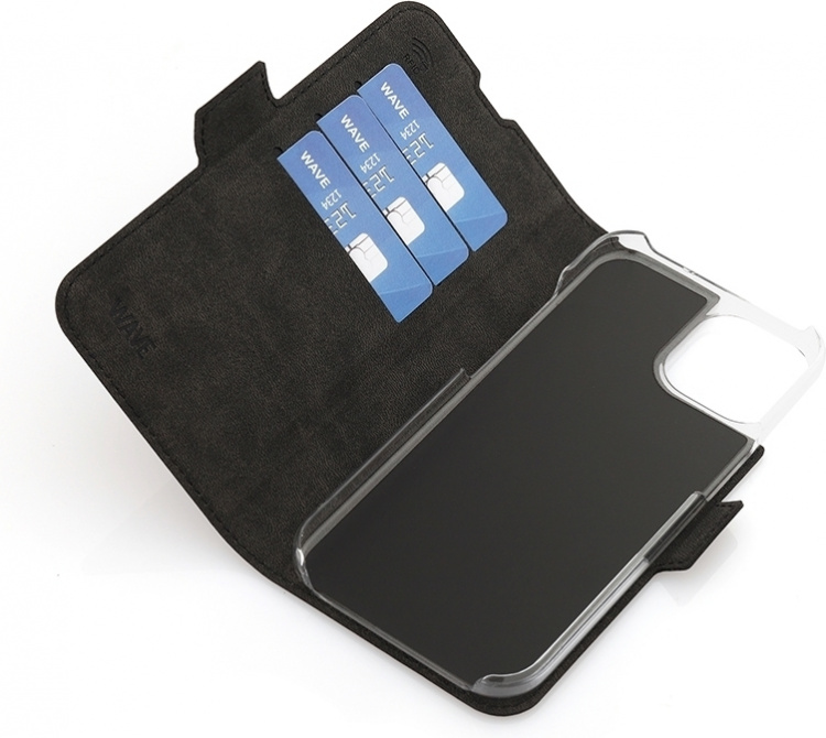 Wave BookCase - skyddsfodral, MagSafe-kompatibelt, iPhone 15, svart.