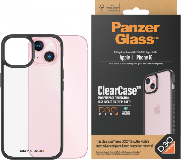 PanzerGlass ClearCase with D3O -skyddsfodral, iPhone 15