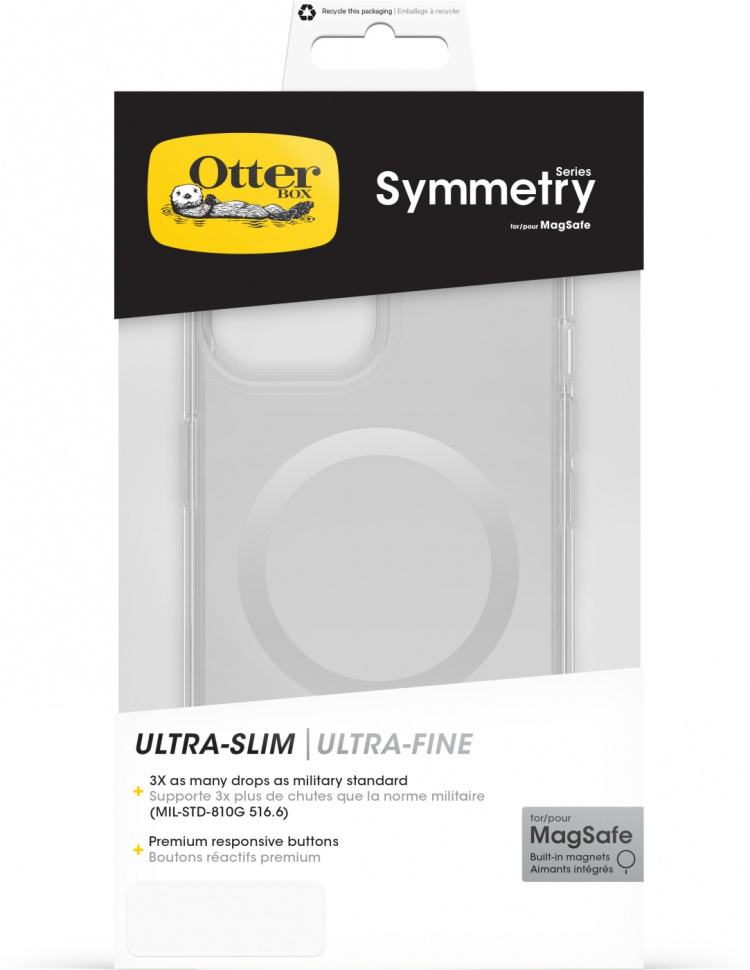 Otterbox Symmetry Clear for MagSafe -skyddsfodral, iPhone 15 / 14 / 13, genomskinligt Otterbox Symmetry Clear for MagSafe -skyddsfodral, iPhone 15 / 14 / 13, genomskinligt