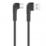 Maxlife MXUC-09 Vinklad kabel USB - USB-C 1,0 m 3A, Svart Maxlife MXUC-09 Vinklad kabel USB - USB-C 1,0 m 3A, Svart