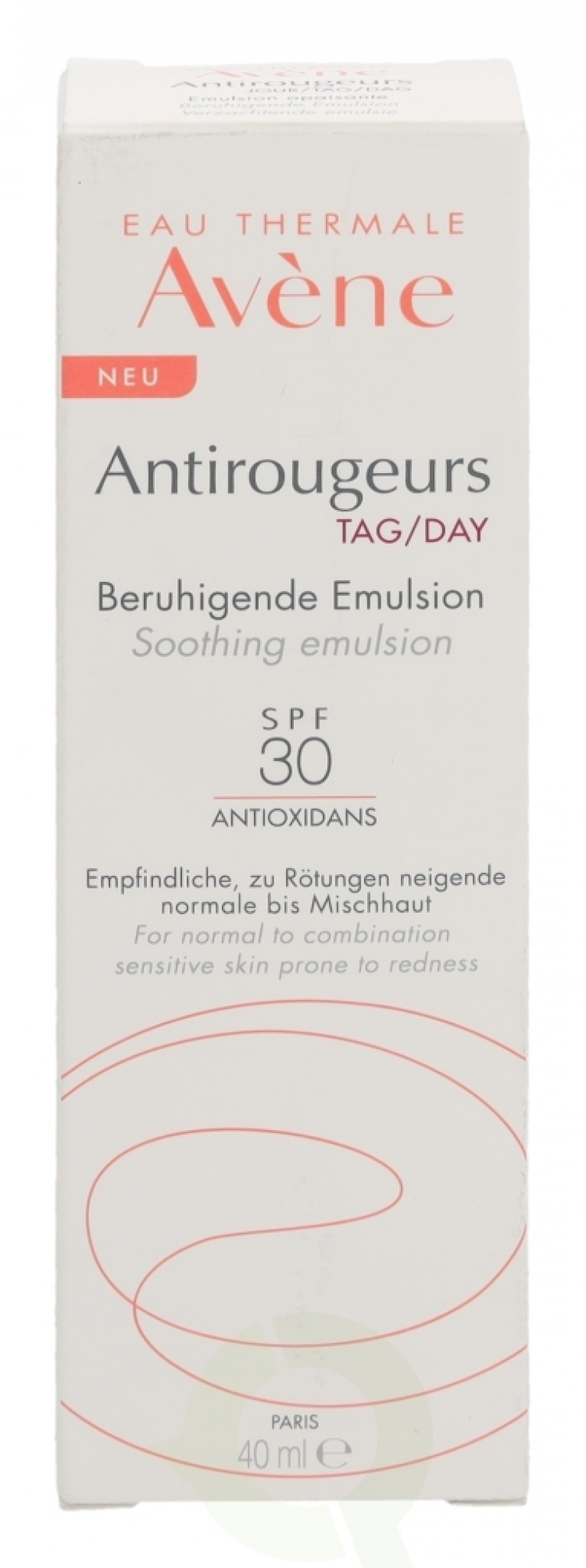 Avene Antirougeurs Soothing Emulsion Day Anti-Oxidant SPF30 40 ml Normal To Combination
