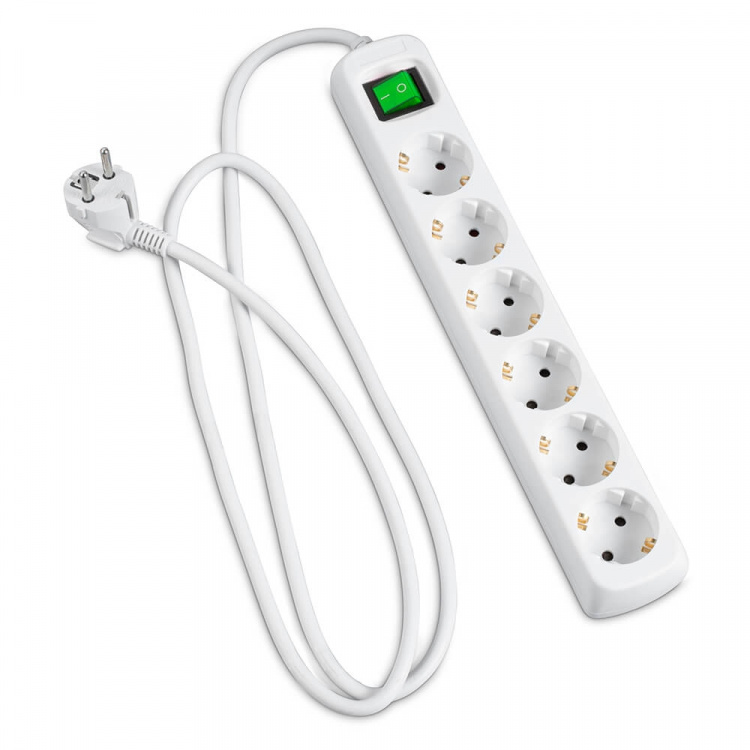 Hama Grenuttag 6-vägs Strömbrytare Vit 3.0m