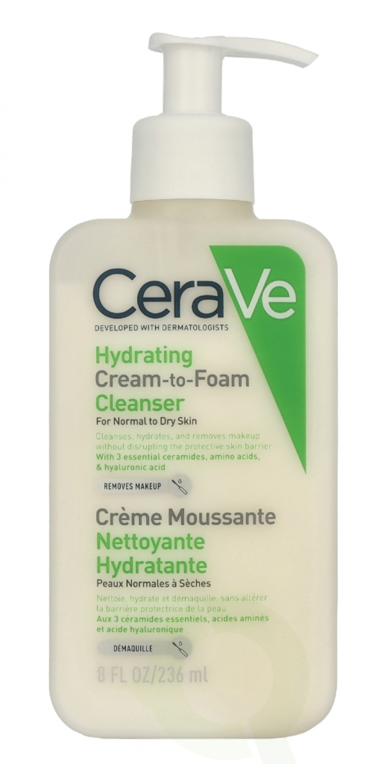 Cerave Hydrating Cream-To-Foam Cleanser 236 ml For Normal To Dry Skin