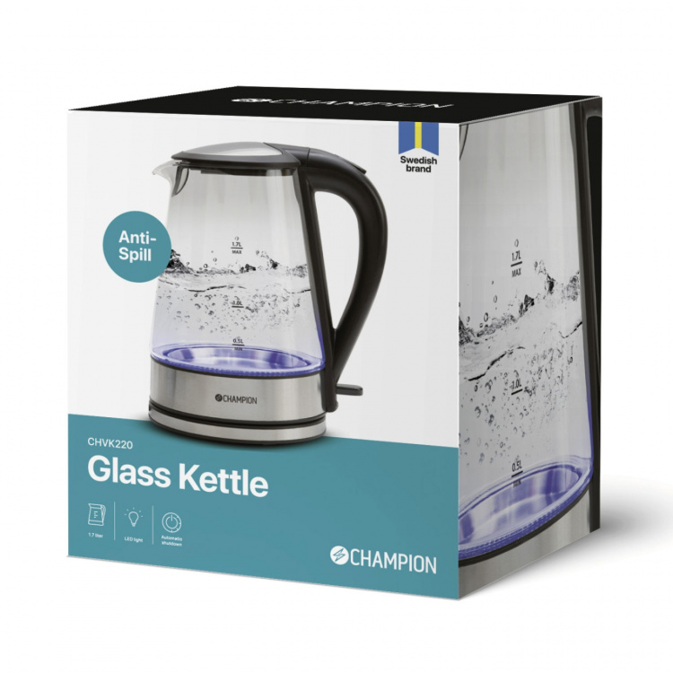 Champion Vattenkokare 1,7L VK220 Glas Champion Vattenkokare 1,7L VK220 Glas
