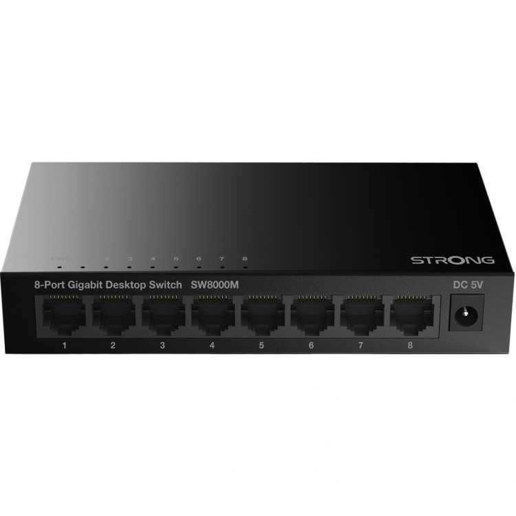 Strong 8-port Gigabitswitch Metall Svart