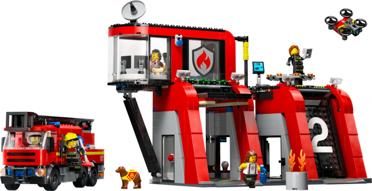 LEGO City Fire 60414 - Brandstation med brandbil