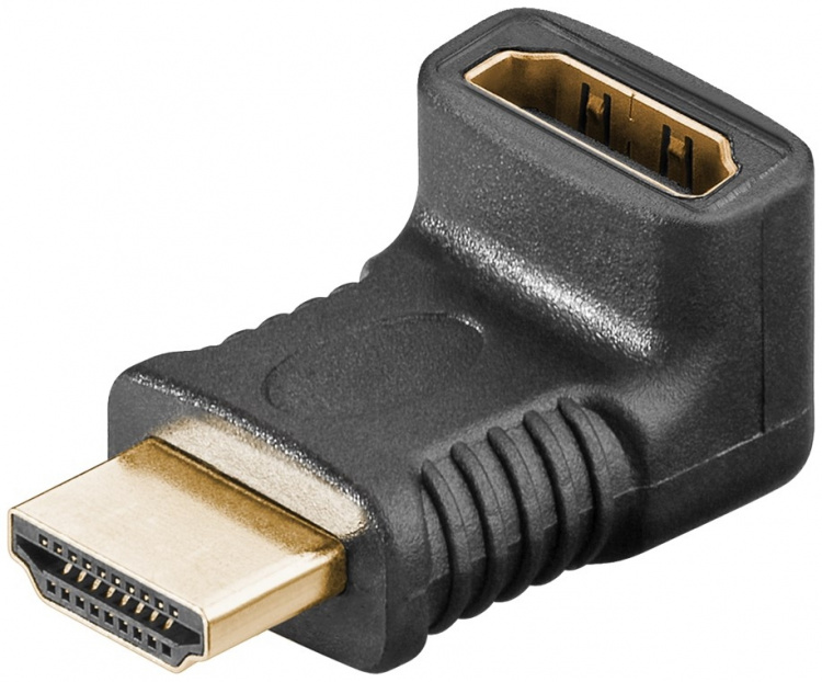 Goobay HDMI™-vinkeladapter för koaxialkabel, Guldpläterad (4K @ 60 Hz) HDMI™-uttag (typ A) > HDMI™ kontakt (typ A) 90 ° Goobay HDMI™-vinkeladapter för koaxialkabel, Guldpläterad (4K @ 60 Hz) HDMI™-uttag (typ A) > HDMI™ kontakt (typ A) 90 °