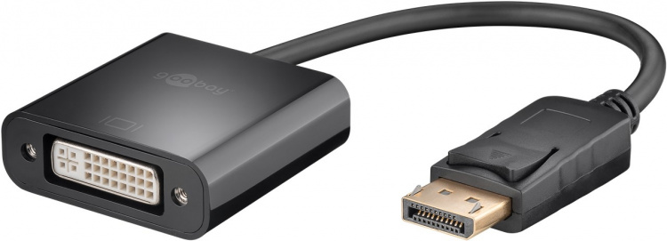Goobay DisplayPortv/DVI-D-adapterkabel 1.2, förnicklad Displayport™ plugg > DVI-I-uttaget Dual Link (24 + 5 stift)