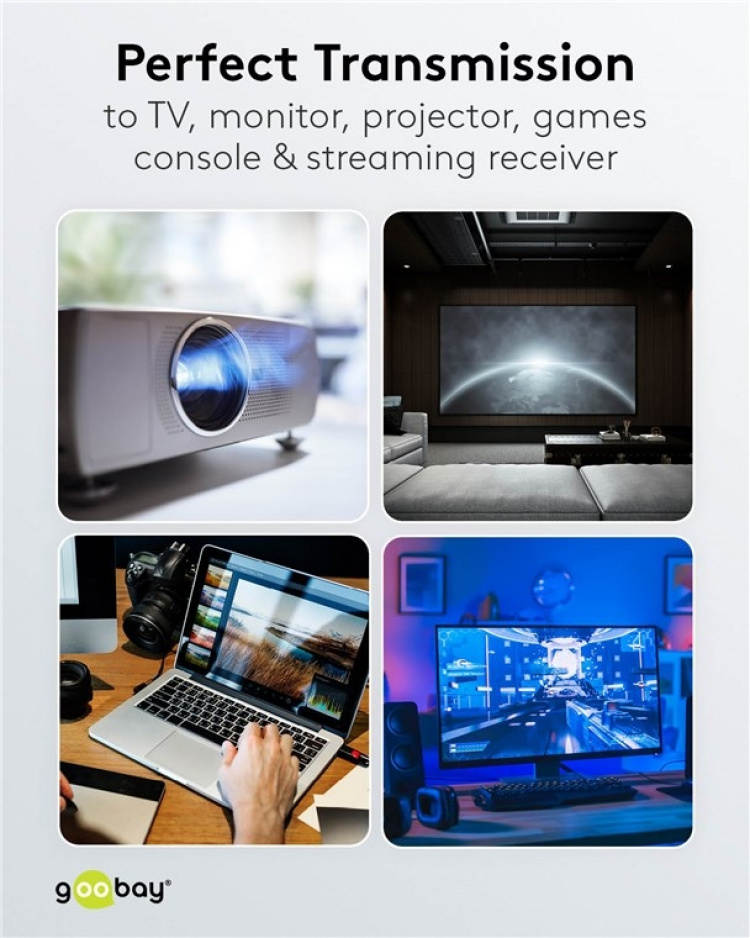 Goobay HDMI™ vinkeladapter 270°, guldpläterad, 8K @ 60 Hz HDMI™-uttag (typ A) > HDMI™ kontakt (typ A) 270 ° Goobay HDMI™ vinkeladapter 270°, guldpläterad, 8K @ 60 Hz HDMI™-uttag (typ A) > HDMI™ kontakt (typ A) 270 °