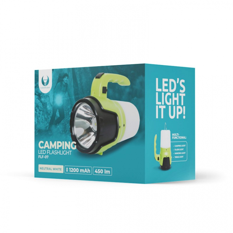 Forever Light CAMPING - LED-Ficklampa och Ljuslykta 2-i-1, 1200mAh, 450lm