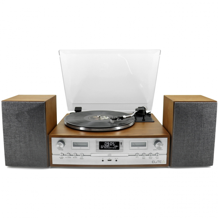 Soundmaster Musik-anläggning Vinyl CD Radio Bluetooth 70-tals-design PL895 Trä/Silver Soundmaster Musik-anläggning Vinyl CD Radio Bluetooth 70-tals-design PL895 Trä/Silver