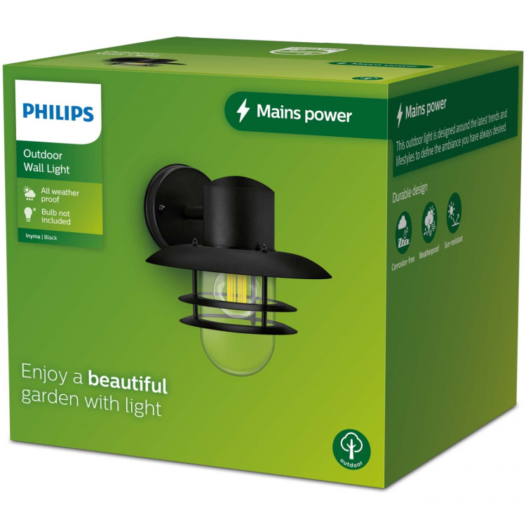 Philips Inyma Väggarmatur (E27-sockel) IP44 Svart Philips Inyma Väggarmatur (E27-sockel) IP44 Svart