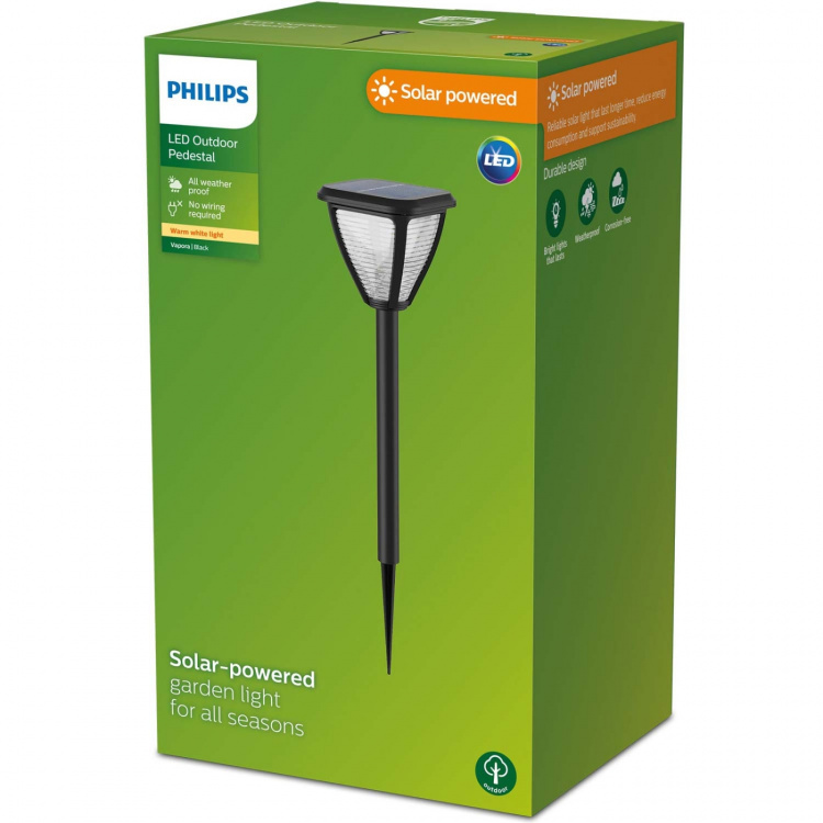 Philips Vapora Trädgårdslampa Solcell LED 200lm Svart